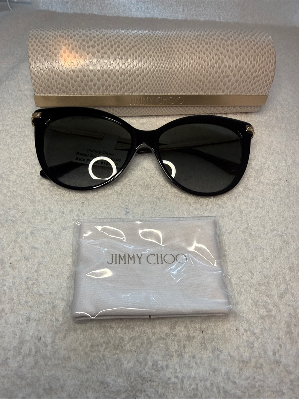 Authentic Jimmy Choo AXELLE/GS 8079O Black/Gold Womens Sunglasses